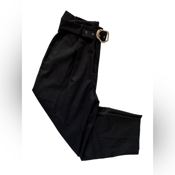 Zara buckle belt ankle length black pants - Picture 6 of 7